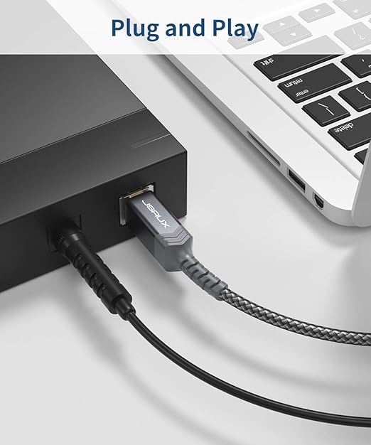 JSAUX USB 3.0 Printer Cable, Type A Male to B 3.0 Male (6.6ft/2M) USB 3.0 Type B Upstream Cord Nylon Braided Compatible with Docking Station, External Hard Drivers, Scanner, Printer and More(Grey)