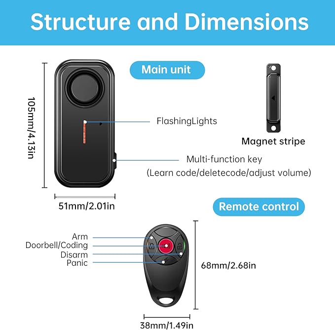 HENDUN Upgraded Window and Door Alarm with Remote, Pool Alarm for Kids Safety, IP66 Waterproof Indoor/Outdoor Home Security Sensor, Wireless Doorbell Chime/Buzzer When Opened Loud
