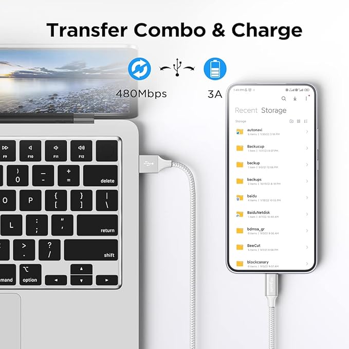 etguuds USB A to USB C Cable 4ft, 2-Pack, 3A Fast Charging Type C Charger Cord for iPhone 17 16 15 Pro Max 16e 17 Air, Samsung Galaxy S25 S24 S23 S22 S21 S20 A17 A16 A56 A55 Flip Fold, White