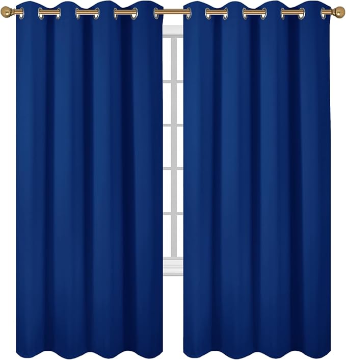Diraysid Royal Blue Grommet Blackout Curtains - Image 2