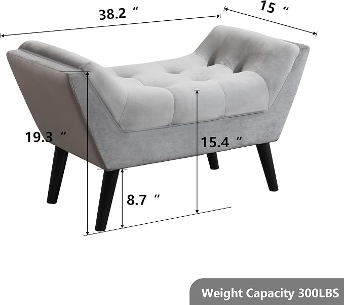Upholstered Tufted Small Cute Bench Ottoman - Image 2