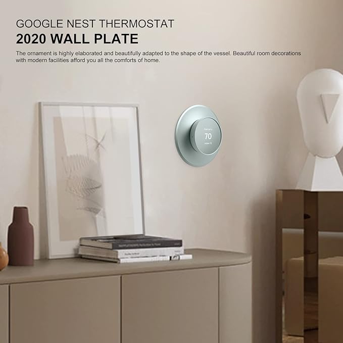 POPMAS Metal Wall Plate Cover Compatible with 2020 New Google Nest Thermostat Kit Thermostat Accessory (Fog)