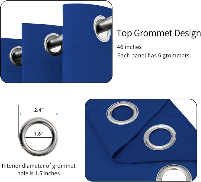 Easy-Going Thermal Grommet Blackout Curtains, 2 Panels 46x63 in | Classic Blue - Image 4