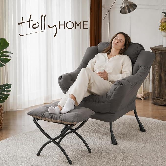HollyHOME Lazy Chair with Foldable Ottoman, Accent Comfy Lounge Armchair and - Image 3