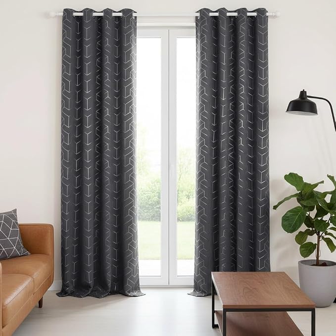 NICETOWN Blackout Curtains for Bedroom, Foil Printed T-Shaped Energy Saving by NICETOWN