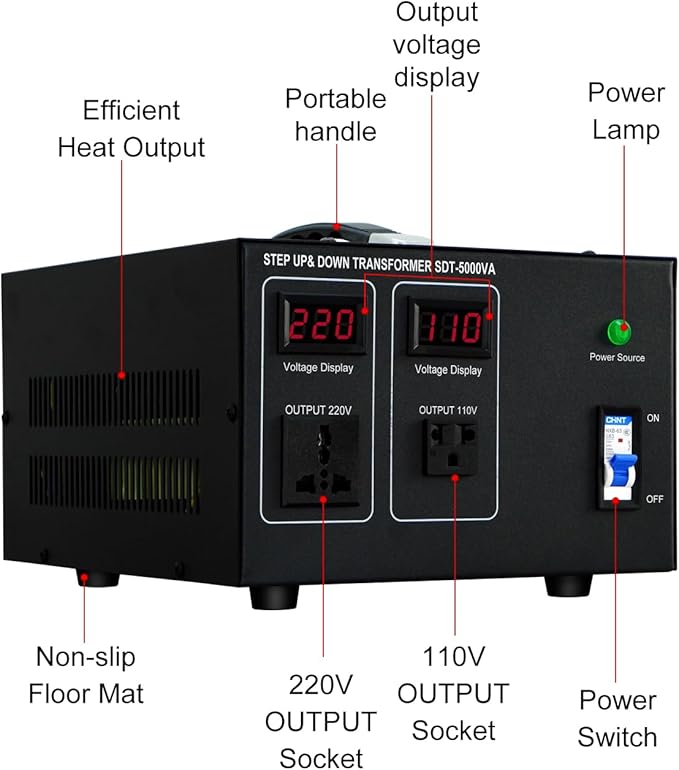 Step Down/Up Transformer 220v to 110v, 5000W Voltage Converter 110 to 220 Heavy Duty Power Transformer