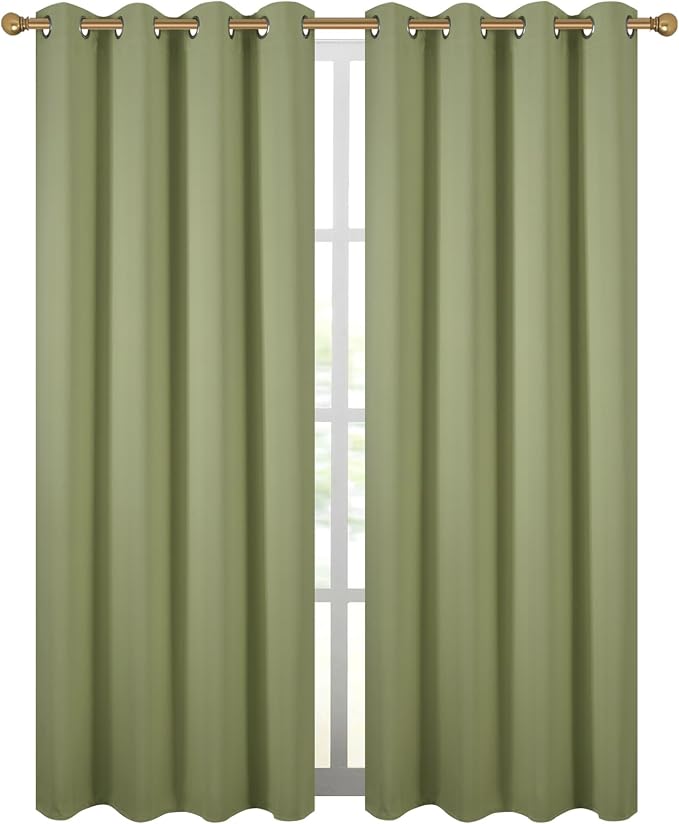 Diraysid Sage Green Grommet Blackout Curtains - Image 2