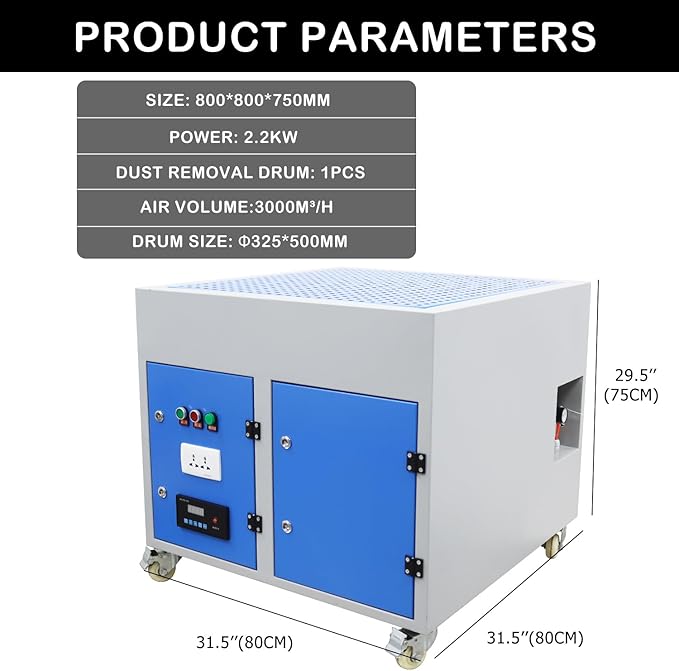 HayWHNKN Metal Working Downdraft Table Dust Collector Vacuum Welding Multi-stage Purification Dust Collector for Grinding Polishing Dusting Welding 31.5''*31.5'' 220V