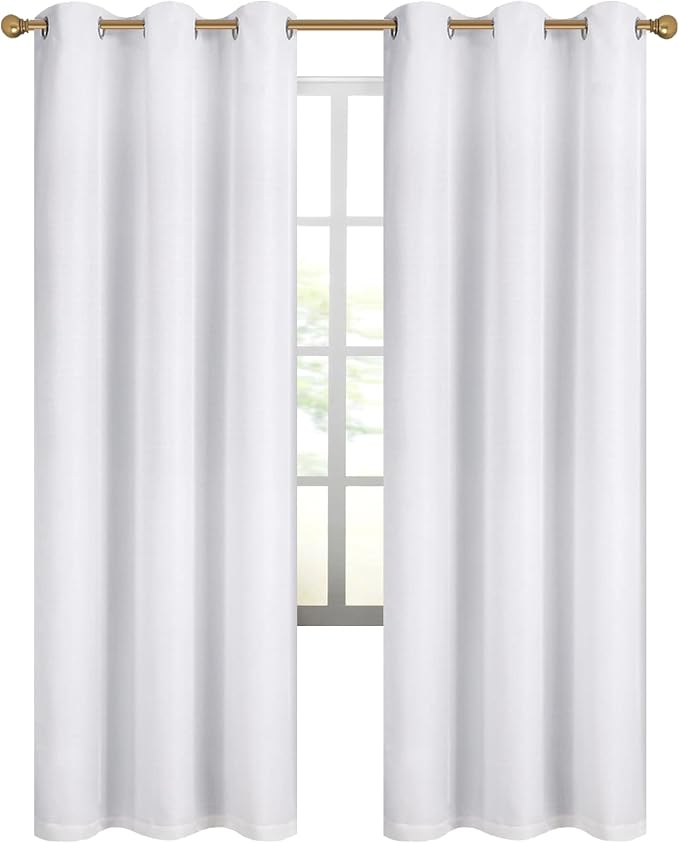 Diraysid 100% Blackout Curtains White Linen Curtains - Image 7