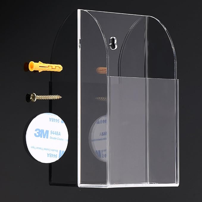 Hipiwe Wall Mount Remote Control Holder Clear Acrylic Media Organizer Box | - Image 6