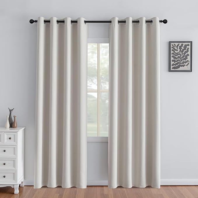 IGEMAEVE Blackout Curtains for Bedroom Grommets Greyish White 52" W x 84" L | by IGEMAEVE