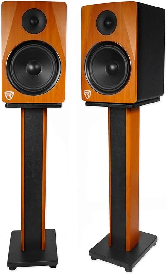 Rockville RHT28C 28" 2-Tone Bookshelf Speaker Stands Surround Sound Home Theater