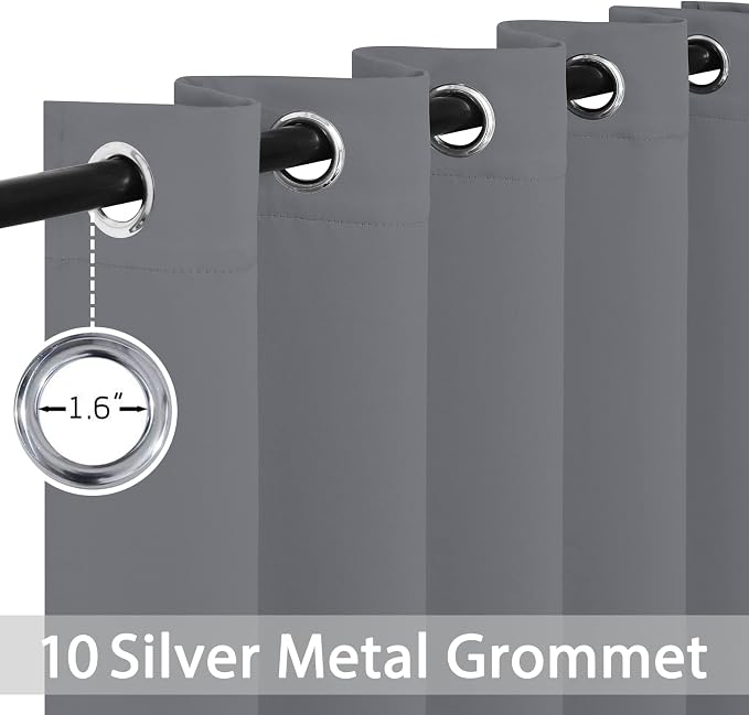Yakamok Grey Room Darkening Curtains 70x84 inch Gray Grommet-Living Room | 2 - Image 3