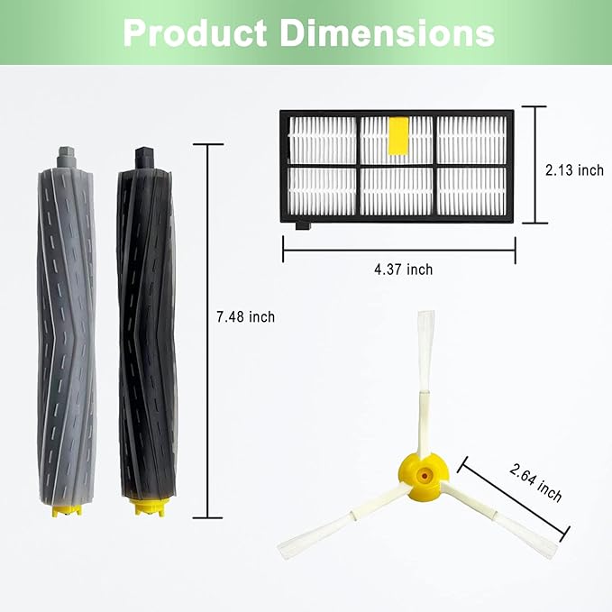 9 Pack Replacement Parts Compatible for iRobot Roomba 800 900 Series 960 860 805 850 980 861 864 866 870 871 880 890 891 981 985 961 Vacuum Cleaner,1 Set Roller Brushes,4 Filters,4 Side Brushes