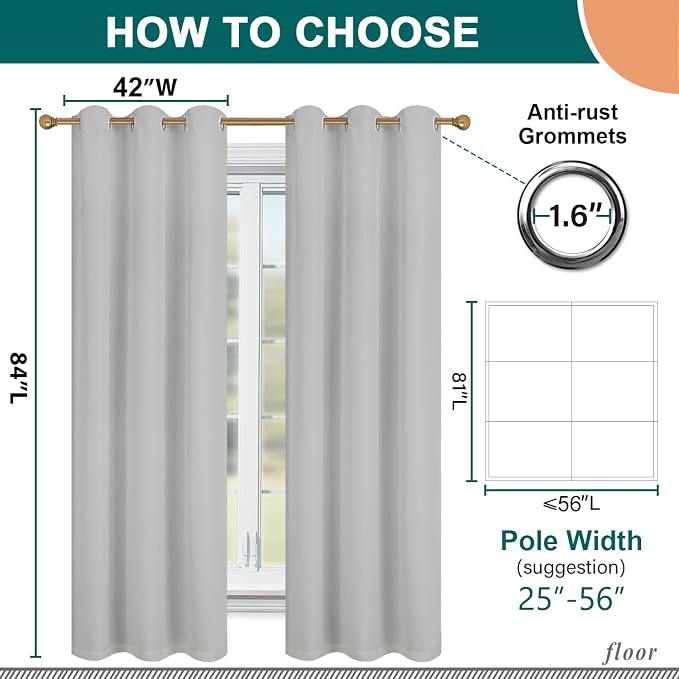Diraysid 100% Blackout Curtains Light Grey Linen Curtains - Image 5