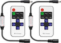 RF Mini Wireless Remote Controller for Single Color 3528 5050 LED Strip Lights, Wireless Remote Control with DC Connector, RF Dimmer for 12V DC LED Ribbon, Shelf Lights（2 Park）