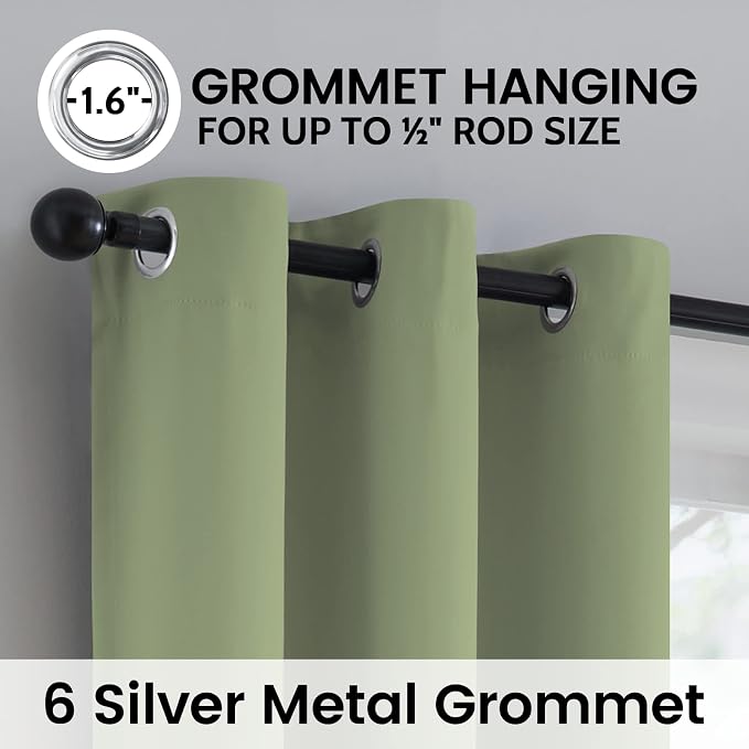 SimpleHome Sage 100% Blackout Curtains Room Darkening Living Room 63 Inch | - Image 6