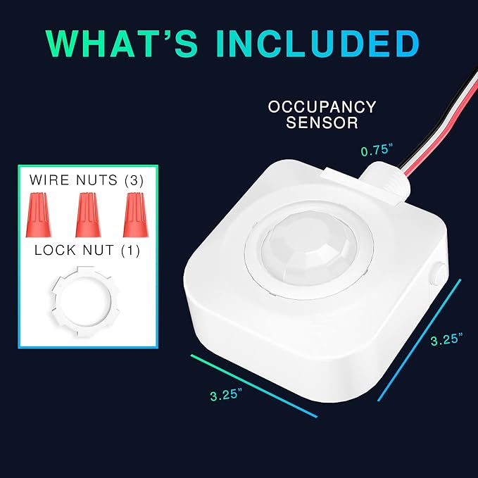 Everelectrix Single Pack Ceiling Occupancy Motion Sensor, Passive Infrared Technology, High Bay Fixture Mount 360 Degree, Hard-Wired, 120-277 VAC, Commercial, Industrial Grade Occupancy Sensor