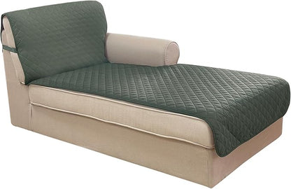 U-NICE HOME Sectional Couch Cover for Dogs Chaise Lounge Reversible Sofa Cover Furniture Protector Cover for Pets with Elastic Adjustable Strap (Chaise Lounge, Grey/Beige)