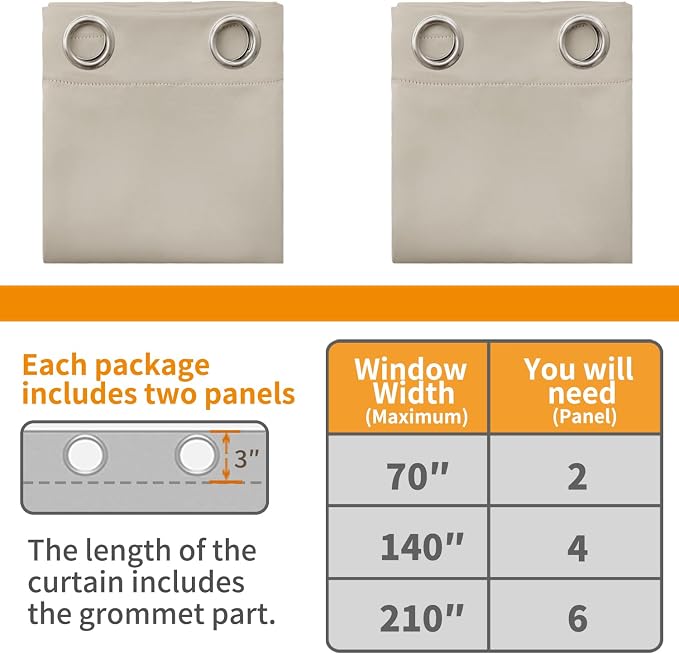YoungsTex Camel 100% Blackout Curtains 63 Inches Length - Image 6