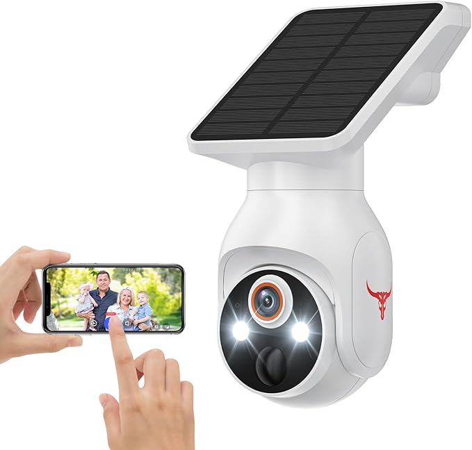 GlowPop 1080p Security Camera Wireless with Solar Panel, 2.4G WiFi Only, AI Human Detection, 2-Way Audio, Color Night Vision, Indoor/Outdoor Surveillance Bullet Cam, Cloud Storage (Sold Separately)