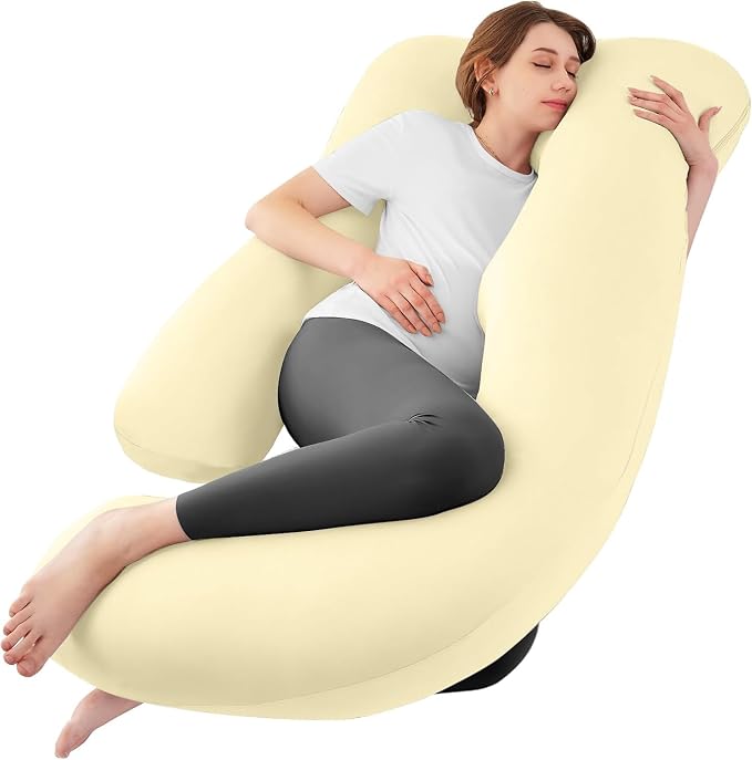 Cooling Pregnancy Pillows for Sleeping, Light Yellow | Sasttie Maternity Pillow by SASTTIE
