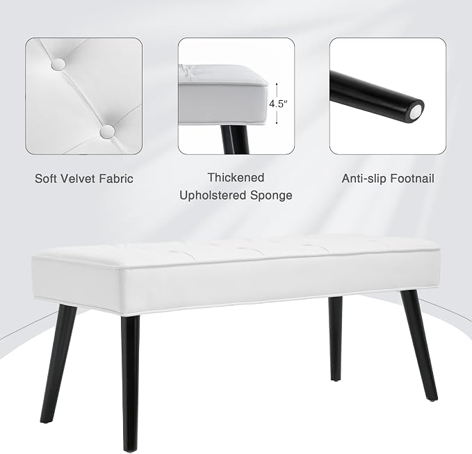 LOULENS Entryway Bench, Button Tufted, Upholstered Bench - Image 5