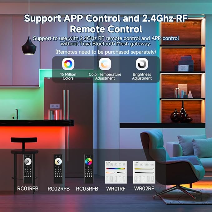 FCOB 5in1 LM053 Bluetooth Mesh PWM LED Controller SmartLife TuyaSmart APP Control for Dimming CCT RGB RGBW RGBCCT LED Strip Work with WR01RF WR02RF RC01RF RC02RF RC03RF RC04RF RC05RF RF Remote