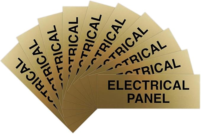 All Quality Basic Electrical Panel Sign - Fire Regulation Safety Compliance Sign - Blue/Gold - Medium (10 Pack)