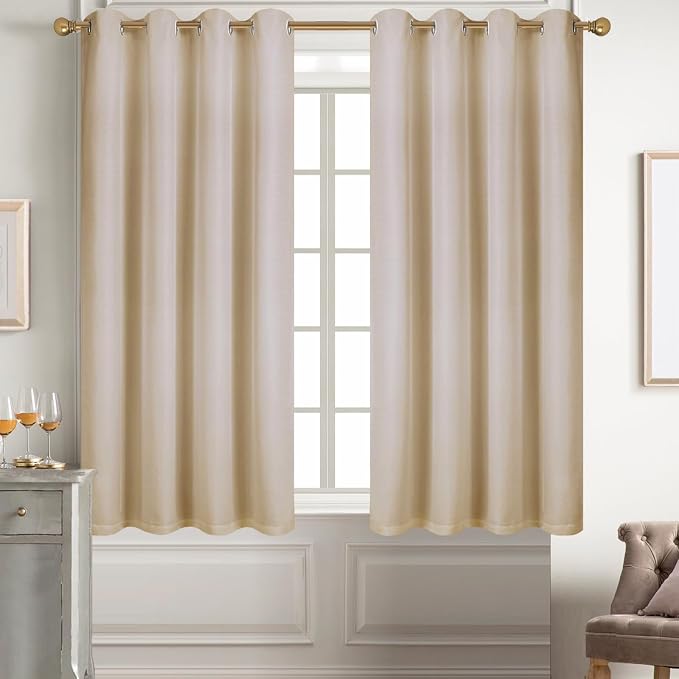 Diraysid 100% Blackout Curtains Beige Linen Curtains - Image 3