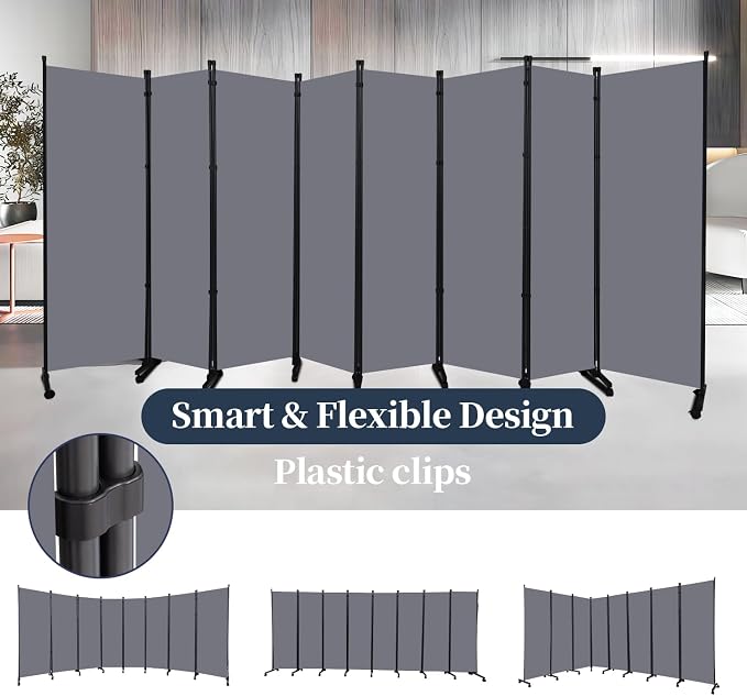 Room Divider 6 Panel-176''Wide Folding Privacy Screen, Large Partition Wall | - Image 4