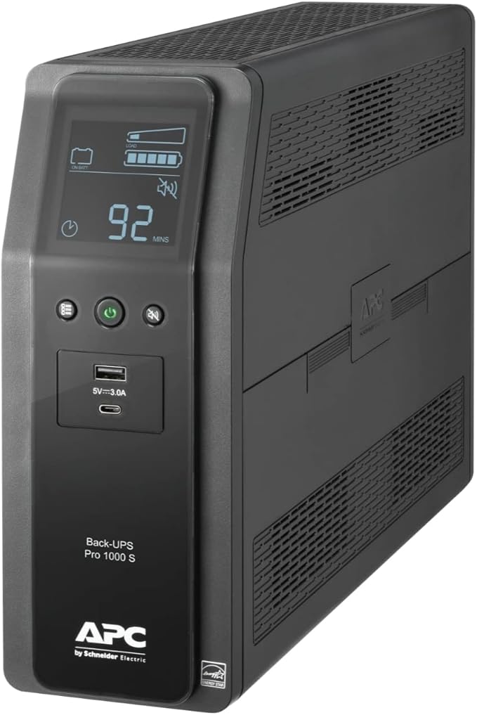 APC UPS Back-UPS Pro, 1000VA Sinewave UPS Battery Backup & Surge Protector, LCD, AVR, BR1000MS