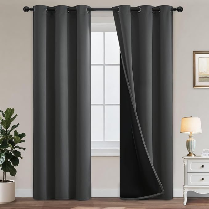 Yakamok Dark Grey Blackout Curtains 84 inches Long by Yakamok