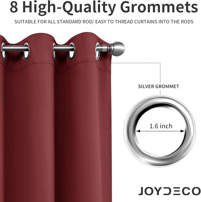 Joydeco Blackout Curtains for Bedroom 54 Inch Drapes 2 Panels Burgundy | - Image 2