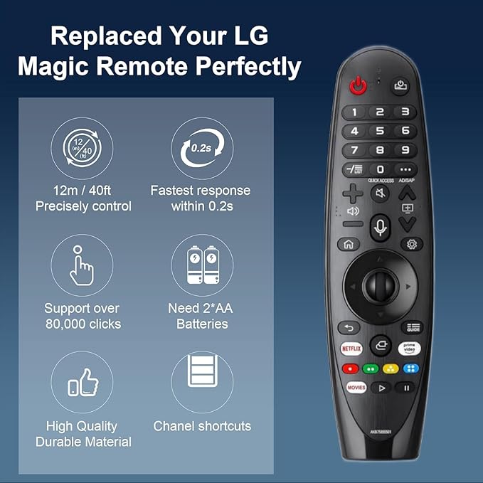 Remote Replacement Control compitable with LG Smart TV Magic Remote, AKB7585501 Universal Compatible with All Models for LG TV（NO Voice Function No Pointer Function）