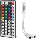 RGBZONE 4-PIN LED Controller, 44-Keys IR Wireless Remote Control, DC 5V/12V/24V RGB LED Light Strip Controller for SMD 3528 5050 5630 RGB LED Strips