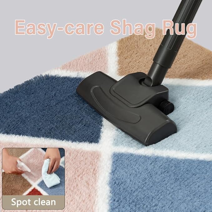 6x9 Checkered Rug for Living Room Rainbow Modern Soft Area Rug Fluffy Non-Slip - Image 8