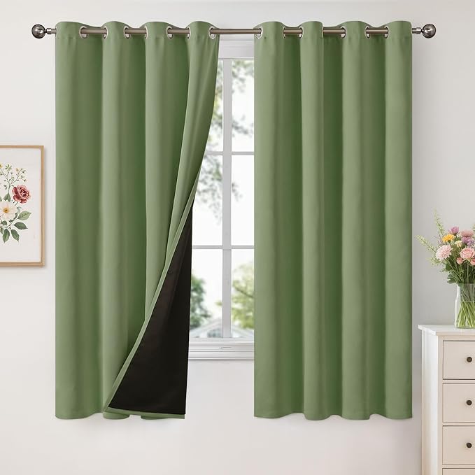 YoungsTex 100% Blackout Curtains 63 Inch Length 2 Panels, Room Darkening Drapes by YoungsTex
