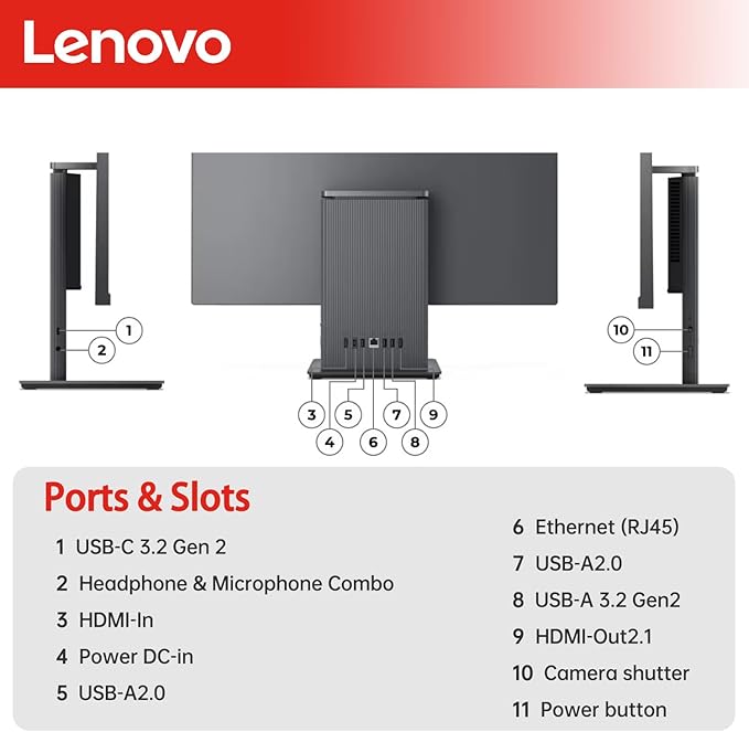 Lenovo IdeaCentre Business All-in-One, 27" FHD Touchscreen 100Hz, AMD Ryzen 5 7535HS, 16GB DDR5 RAM, 2TB SSD, Webcam, Wireless KB & Mouse, Windows 11 Home, Bundle with Adata 64GB USB Flash Drive