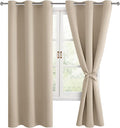 Blackout Curtains for Bedroom, 42 x 63 Inches Length Taupe 2 Panels | Thermal by Hiasan