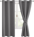 Blackout Curtains for Bedroom, Light Grey, 42 x 72 Inch, 2 Panels | Light by Hiasan