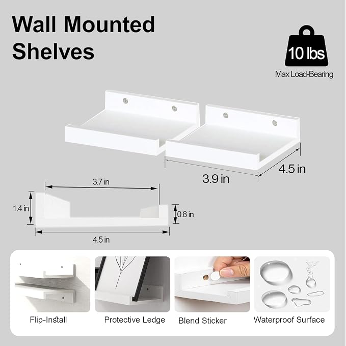 Small White Floating Shelves for Wall, Shelf - Image 3
