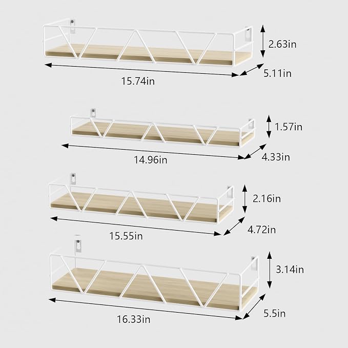 Floating Shelves Set of 4, Wood Wall Shelf, Farmhouse Shelf - Image 3