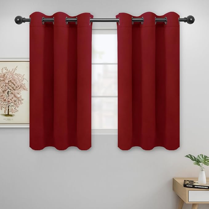 Easy-Going Thermal Grommet Blackout Curtains, 2 Panels 42x45 in | Christmas Red by Easy-Going