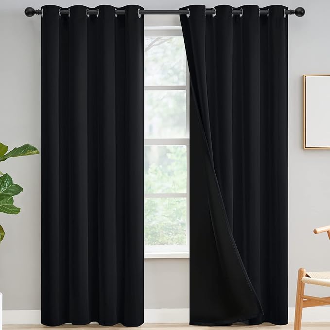 Yakamok Black Blackout Curtains 96 inches Long by Yakamok