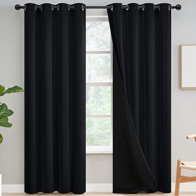 Yakamok Black Blackout Curtains 84 inches Long by Yakamok