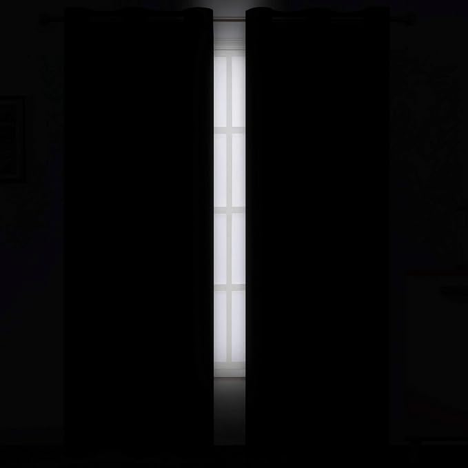 Black Thermal Blackout Curtains/42 x 84 Inch/Set of 2 Panels Room Darkening - Image 3