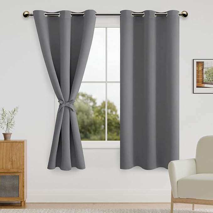 DWCN Grey Blackout Curtains – Thermal Insulated Light Blocking Privacy Grommet by DWCN