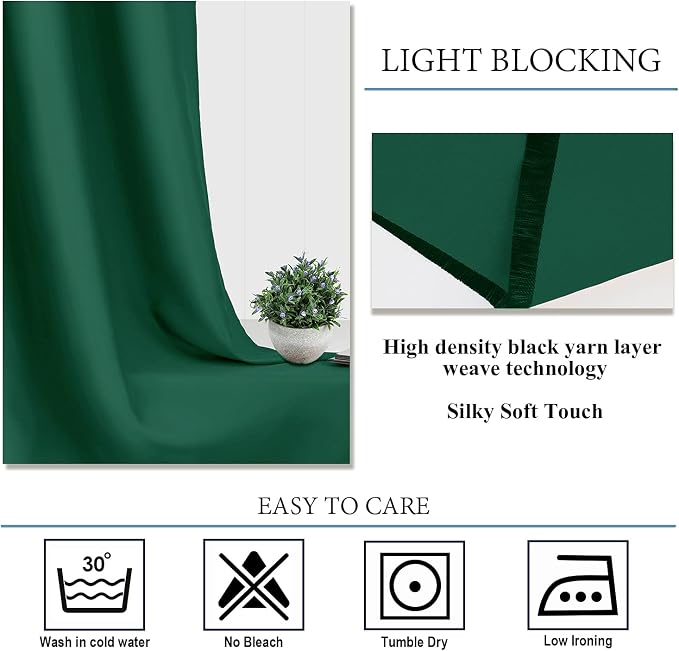 Diraysid Green Grommet Blackout Curtains - Image 4