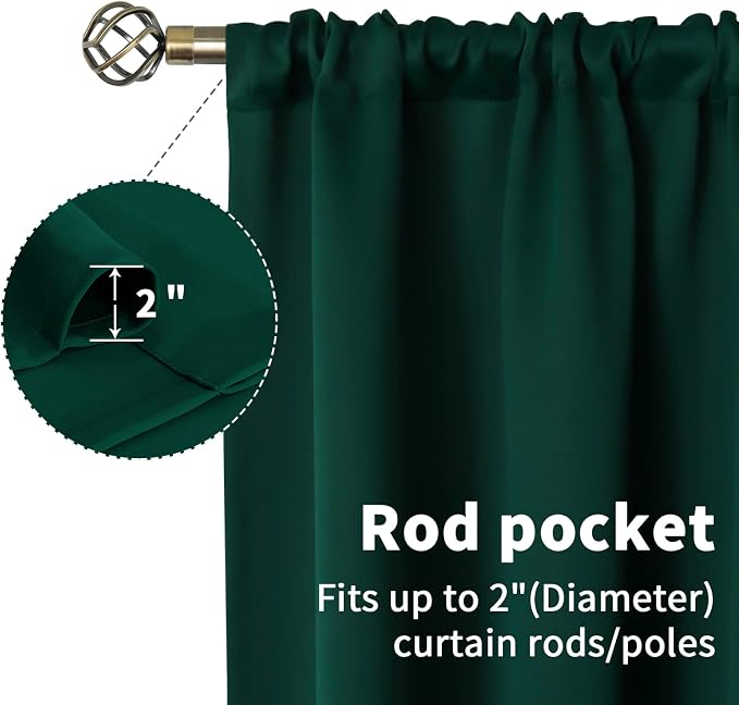 BGment Emerald Green Blackout Curtains 36 Inch Length - Image 5